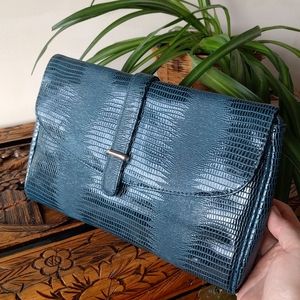 Vintage reptile style leather crossbody bag
